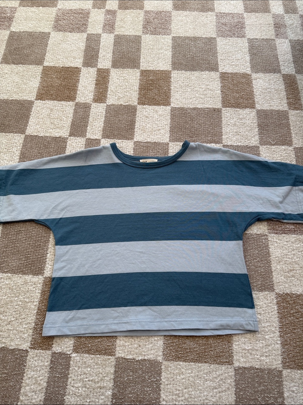 Striped Short Sleeve Tee in Teal and Light Gray